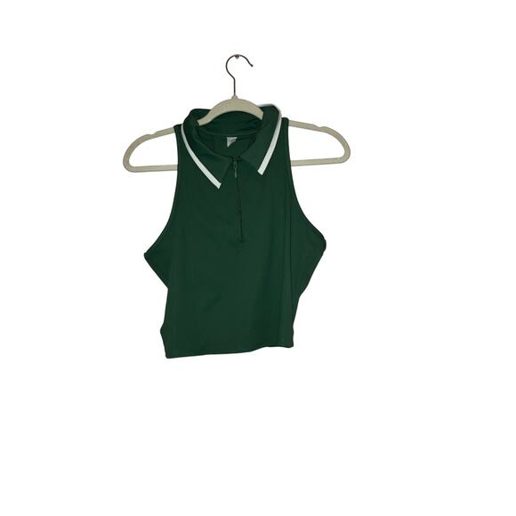 Old Navy green and white collard cropped top size medium - Picture 1 of 5